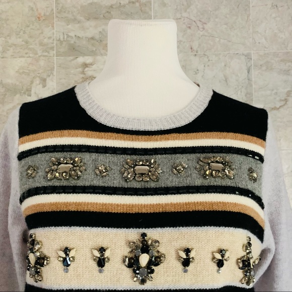 J. Crew Striped Jeweled Fair Isle Sweater - Picture 4 of 9